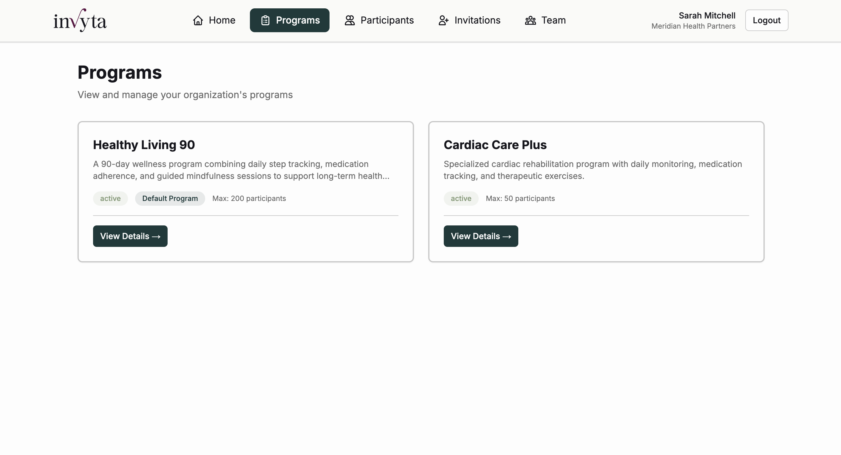 Programs list: configure behaviors, budgets, and participant caps
